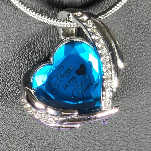 Blue‎ Heart Memorial Necklace (NWOT) - Picture 2 of 6